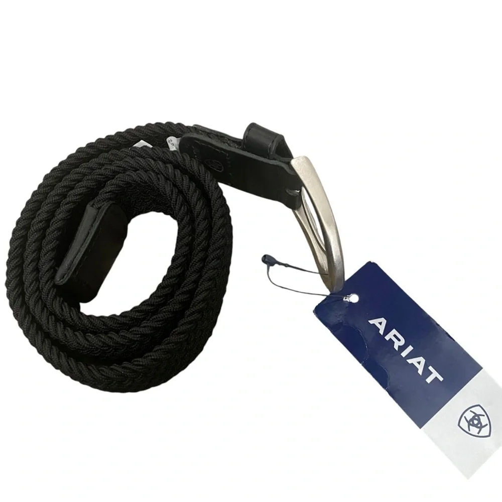 NWT Ariat Men’s Black One Rail Woven Belt Size XS/S